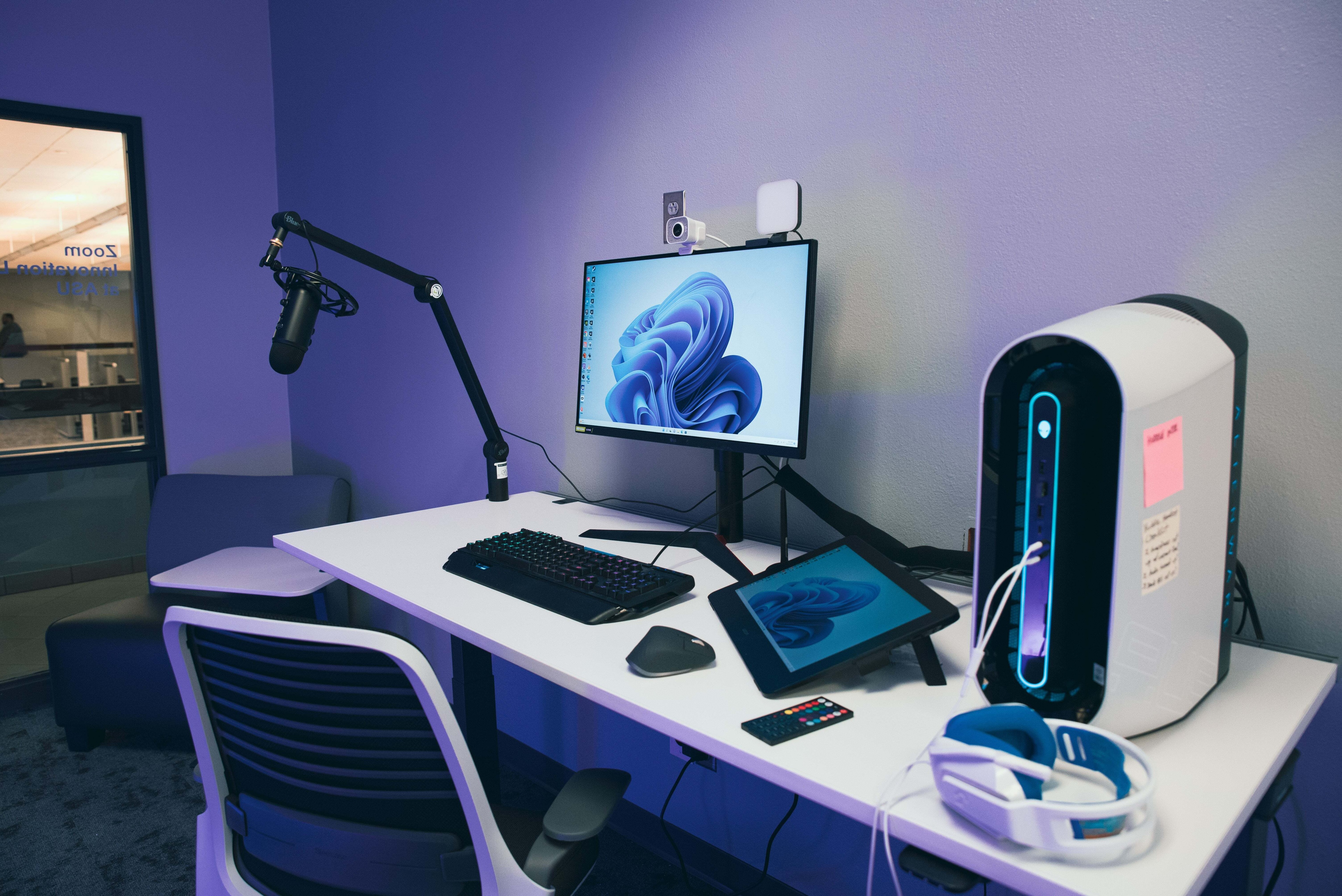 Zoom Innovation Lab desk with computer and tablet